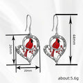 Silver Tone Red Cardinal Heart Enamel Drop Earrings view 4