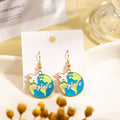 Globe Explore Airplane Enamel Drop Earrings Gold Hook Pair view 2