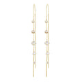 Gold Tone Clear Accent Long Chain Threader Earrings view 5