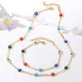 Gold Tone Multicolor Evil Eye Link Bracelet and Necklace Options view 3