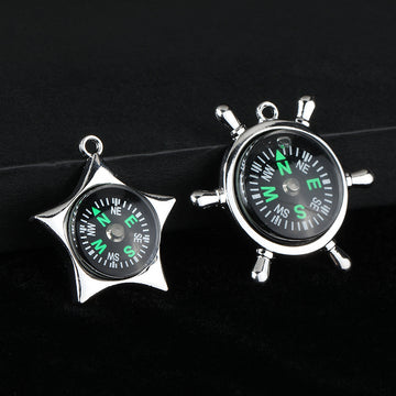 Metal Compass Charm Pendant Ship Wheel and Star Shapes