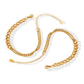 Curb Link Double Seed Bead Layer Bracelet Gold Steel view 5