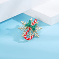 Festive Candy Cane Snowflake Enamel Brooch With Green Bow view 4