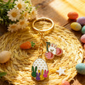 Gold Tone Rabbit Egg and Carrot Easter Keychain and Attached Hardware view 3