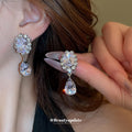 Clear Crystal Oval and Teardrop Statement Stud Earrings view 2