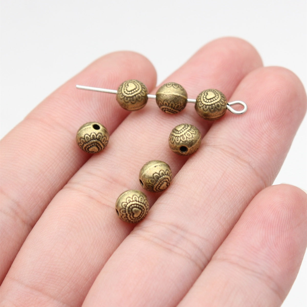 6x6x5.8mm 0.6g Multicolor Zinc Alloy Heart Pattern Round Spacer Beads for Bracelet Jewelry Making