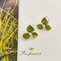 Silver Tone Green Three Petal Flower And Pearl Stud Earrings view 3