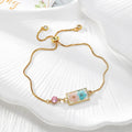 Gold Tone Pressed Flower Crystal Slider Bracelets in Nine Designs view 8