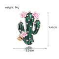 Cactus Crystal Enamel Metal Brooch Pin 3 x 4.4 cm for Jackets and Lapels view 2