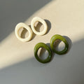 Glossy Resin Open Oval Geometric Statement Stud Earrings view 3