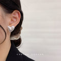 Pearlescent Resin Geometric Stud Earrings Heart Round Square view 2
