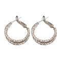 Silver Tone Double Textured Hoop Leverback Earrings view 5