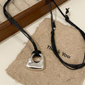 Black Cord Necklace With Silver Tone Open Pendant Jewelry Design view 6