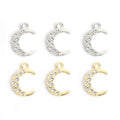 Crystal-Accented Gold Silver Moon Alloy Charms in 2 Styles view 4