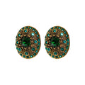 Green Crystal Oval Cluster Statement Stud Earrings view 5