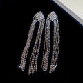 Diamond Shape Chain Fringe Earrings in Gold and Silver view 2