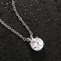 Round Clear CZ Pendant Necklace V Bail Silver Cable Chain view 3