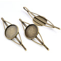 Round Cabochon Tray Hair Clip Blanks in Mixed Metal Finishes view 5