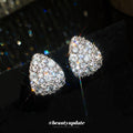 Pavé Crystal Teardrop Stud Earrings in Silver Tone view 2