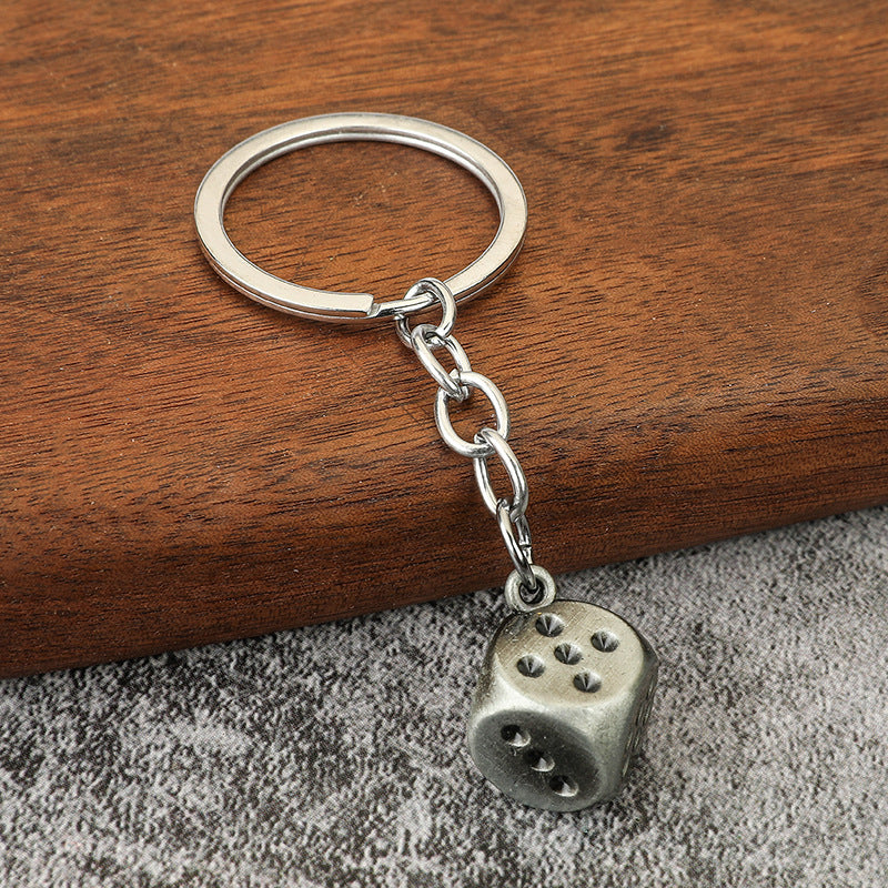 Dice and Mahjong Tile Metal Keychain Casino Game Style Charm