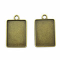 Antique Bronze Rectangular Cabochon Pendant Setting view 1