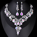 Black Silver Tone Horse Crystal Eleven Designs Metal Necklace and Earring Set view 8