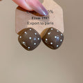 Polka Dot Resin Square And Oval Silver Tone Stud Earrings view 7
