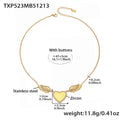 Wing Heart Ring and Crystal Necklace Collection in Gold Tone view 7
