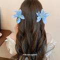 Large Fabric Lily Duckbill Hair Clip In Pale Pink Blue Or Purple view 2