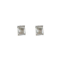 Clear Rectangular Glass Crystal Stud Earrings Silver view 5