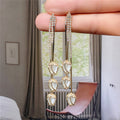 Gold Tone Tulip Crystal Long Drop Earrings Jewelry view 2