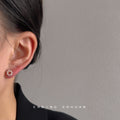 Mini Gold Open Circle Six Pearl Cluster Stud Earrings view 2