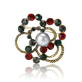 Layered Crystal and Pearl Flower Brooch in 2 Color Styles view 5