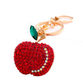 Rhinestone Apple Fruit Keychain Gold Tone Clasp Charm view 5