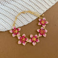 Gold Enamel Flower Link Bracelets In Pink Blue White view 6