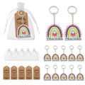 Wood Teacher Rainbow Heart Keychain Printed Charm Ring view 1