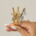 Butterfly Flower Crystal Hinge Bangle Bracelets Gold Steel view 4
