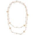 Layered Pearl Necklace with Gold Tone Cross Charms view 5