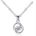 Silver Interlock Swirl CZ Pendant Necklace Cable Chain view 5