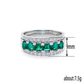 White Gold Tone Green Emerald Cut Crystal Band Sizes 6-10 view 5