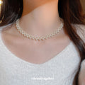 White Pearl Beaded Short Necklace With Silver Tone Clasp view 1