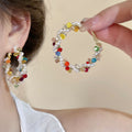 Colorful Beaded Hoop Earrings in Two Sizes Fashion Earrings view 3