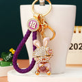 Jeweled Strawberry Rabbit Keychains in Four Colors and Three Loop Styles view 7