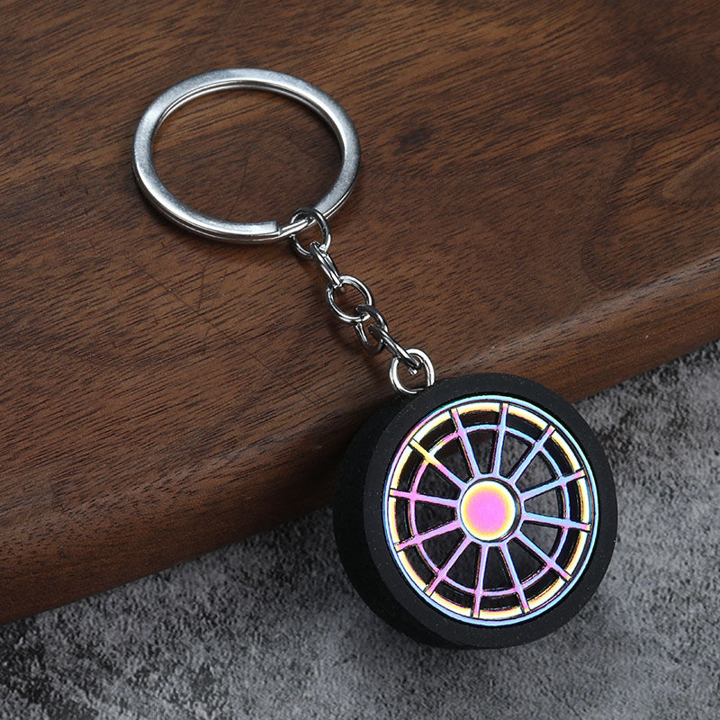 Metal Wheel Rim Tire Keychain, Creative Auto Modified Car Key Ring