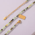 Green Natural Stone Bead Necklace Gold Love Tag Pendant view 4