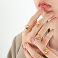 Open Wrap Rhinestone Tip Rings Gold Steel Multicolor view 1