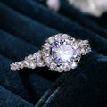 Silver Round Clear CZ Halo Pavé Shoulder Band Ring view 1