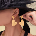 Gold Brushed Stainless Steel Heart Ring Earrings Long Necklace view 4