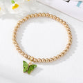 Gold Tone Beaded Colorful Butterfly Charm Stretch Bracelets view 7