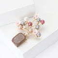 Pearl Blossom Brown Vase Brooch in 1 Style Metal Pin view 2